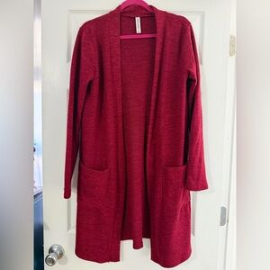 Zenana Outfitters Deep Red Open Front Cardigan